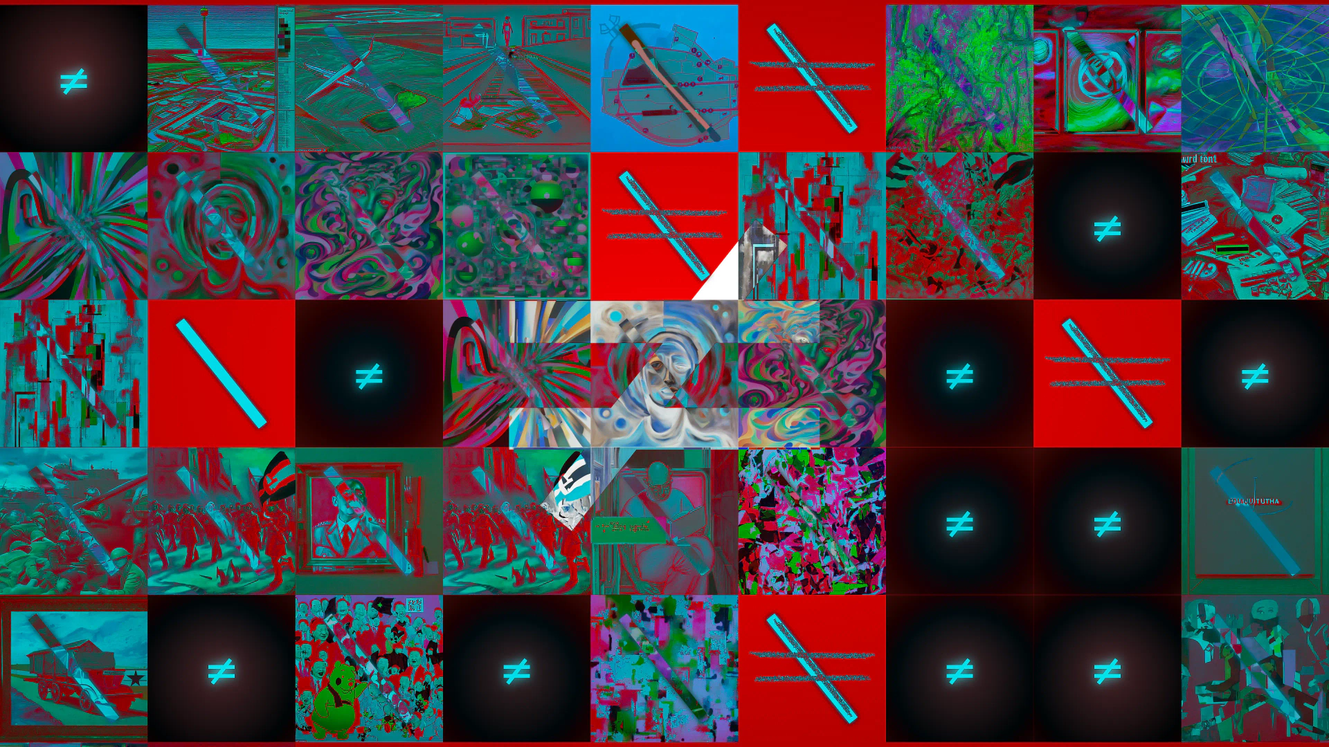Algorithmic image self-generated bearing the ≠ symbol. Artwork by Jeanyoon Choi.